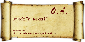 Orbán Aldó névjegykártya